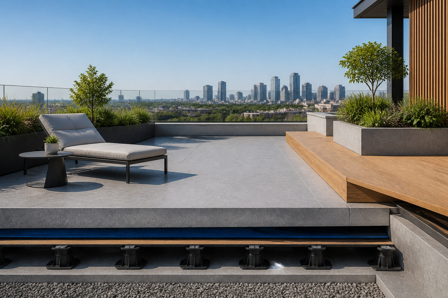 Terrasse moderne avec vue urbaine