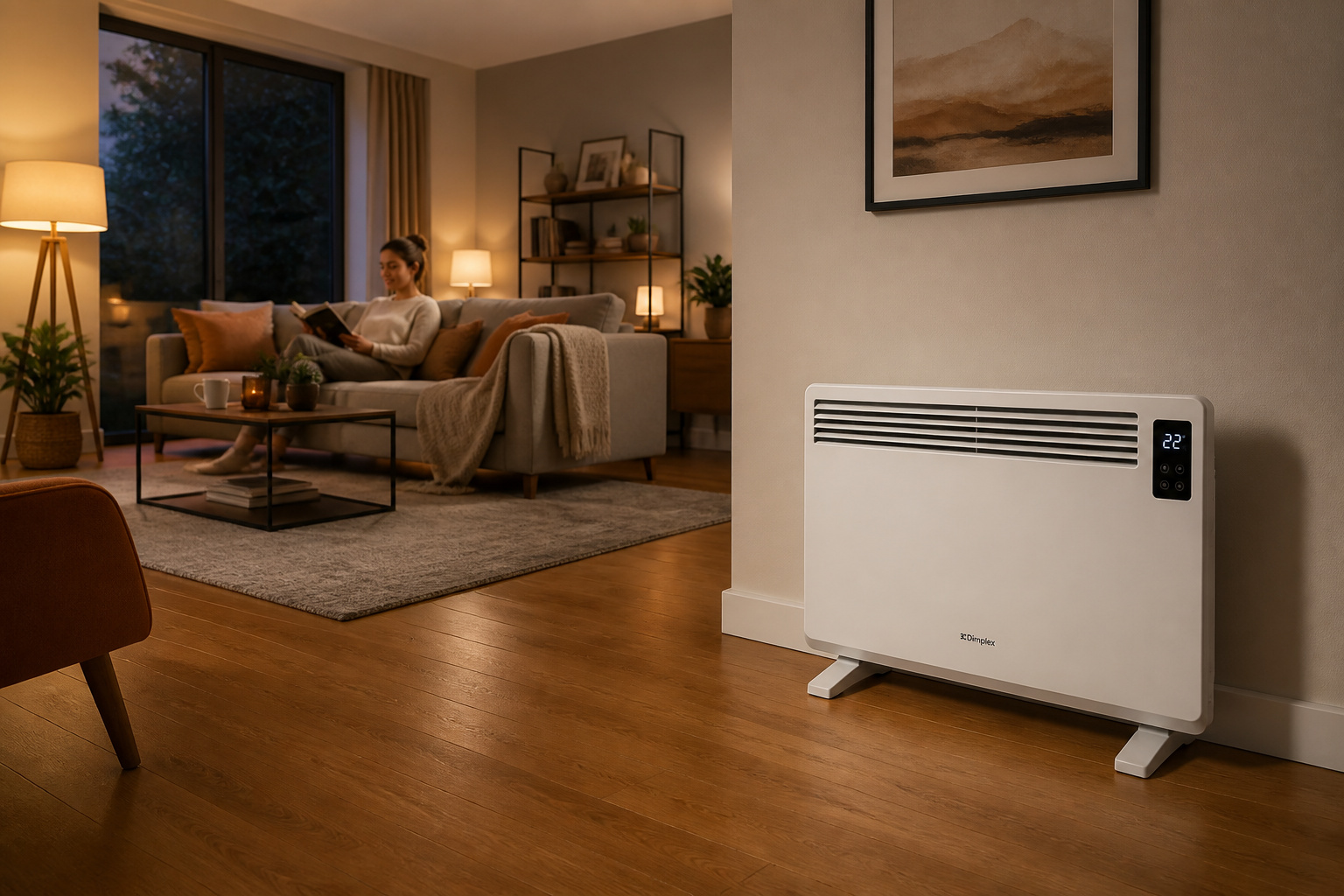 Chauffage electrique moderne pour un salon cosy