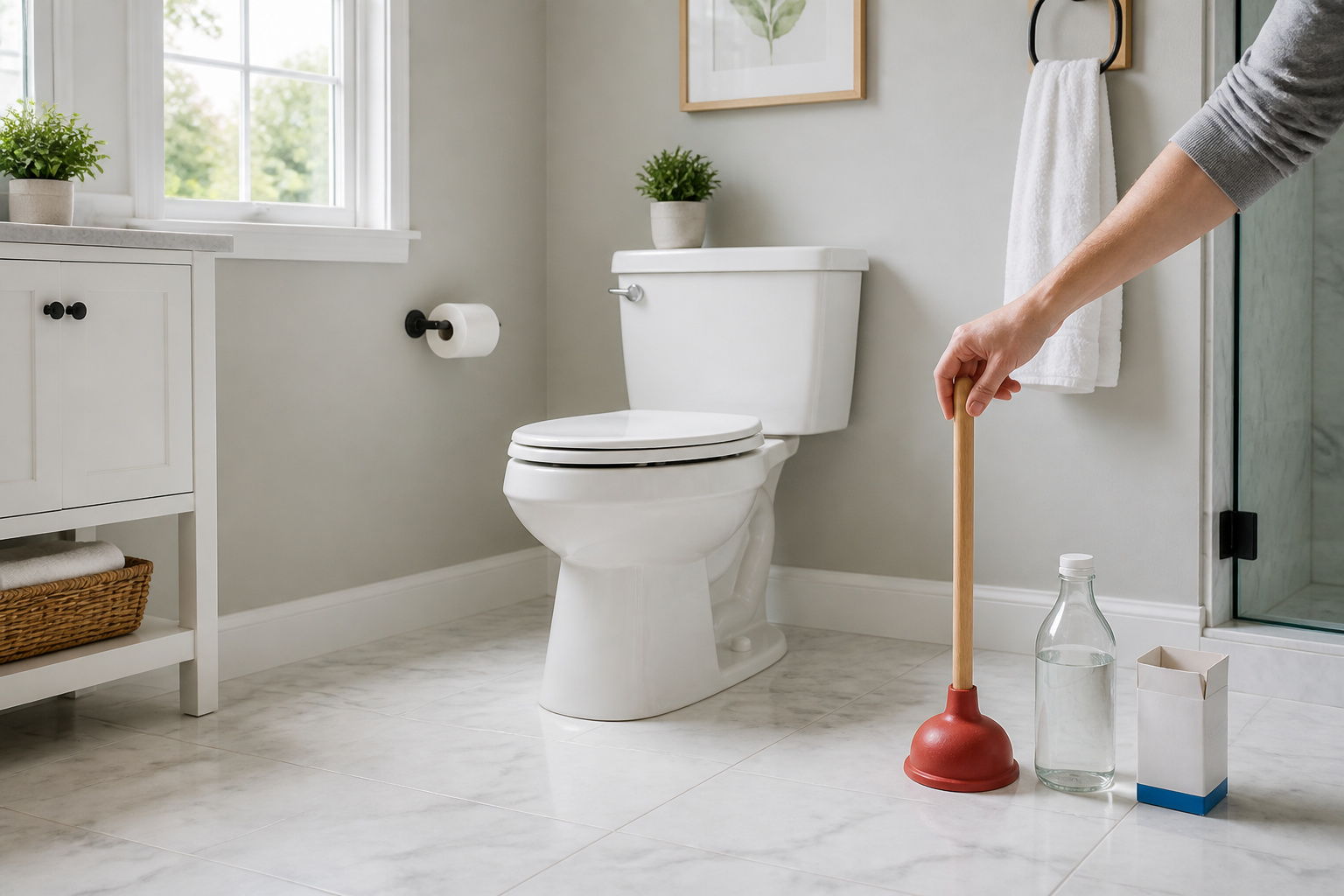 Toilette et accessoires de debouchage