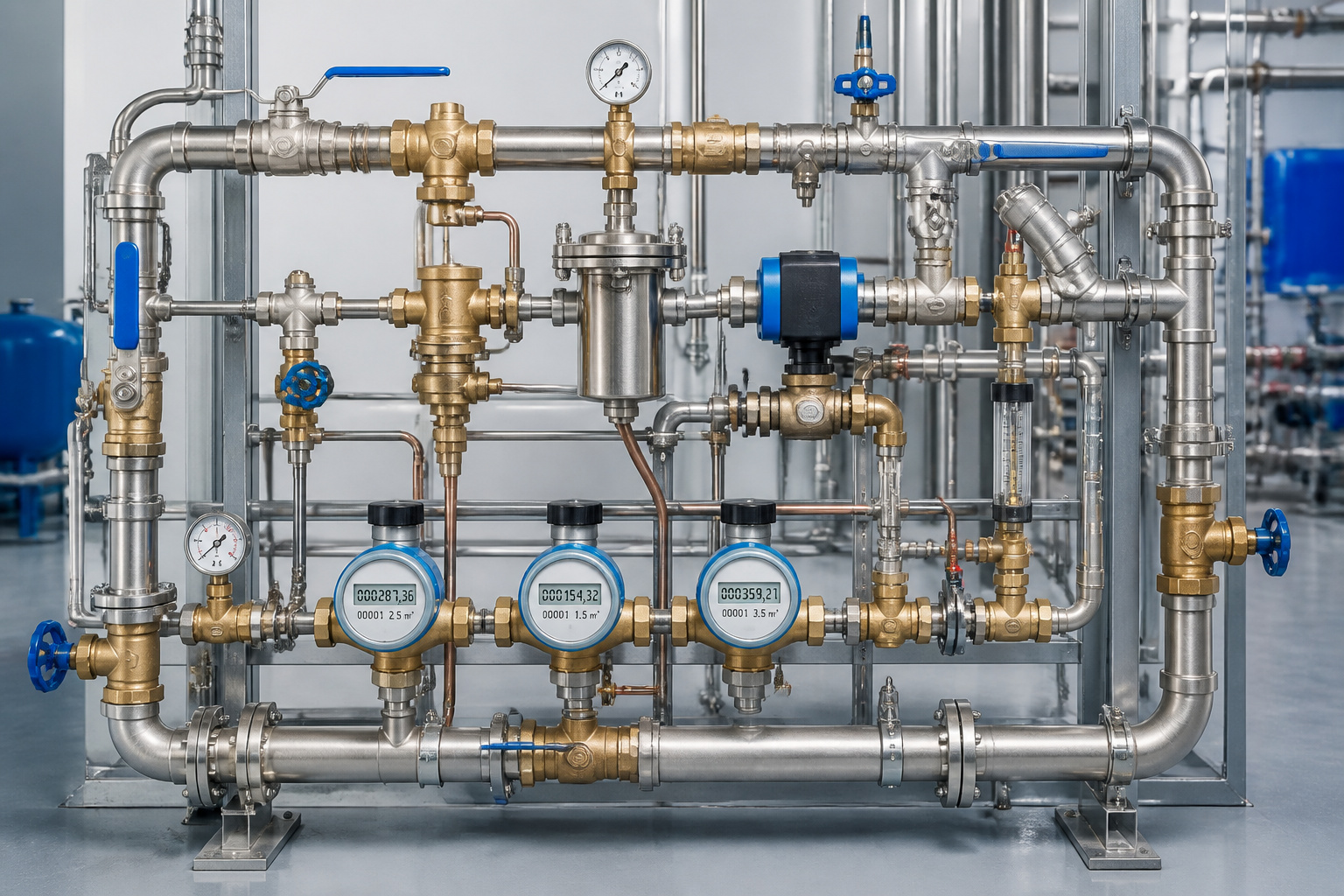 Reseau complexe de composants de controle de fluide