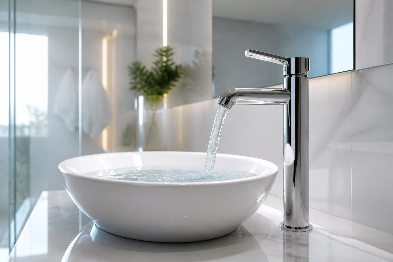Robinet moderne chrome sur vasque