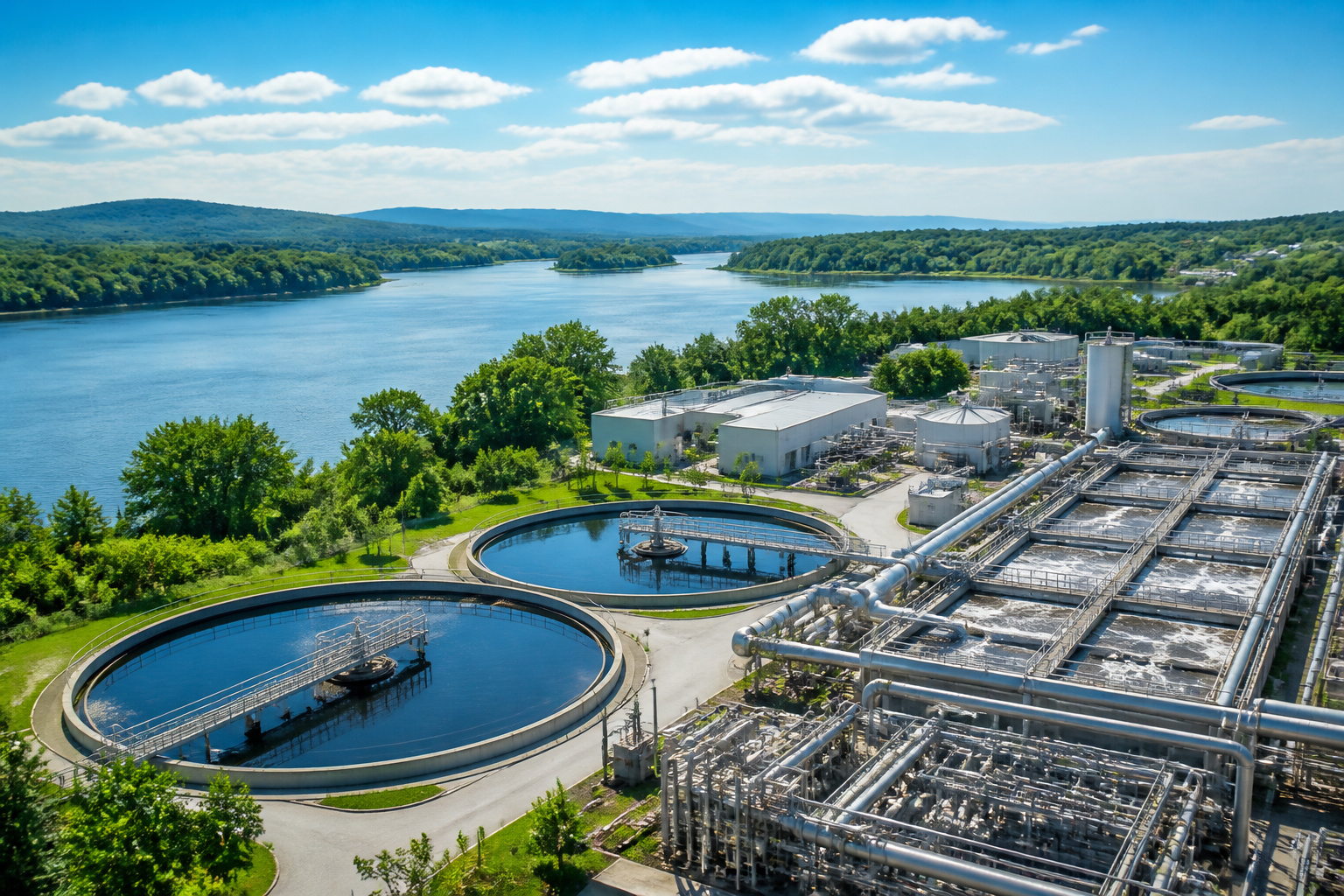 Usine de traitement des eaux usees moderne
