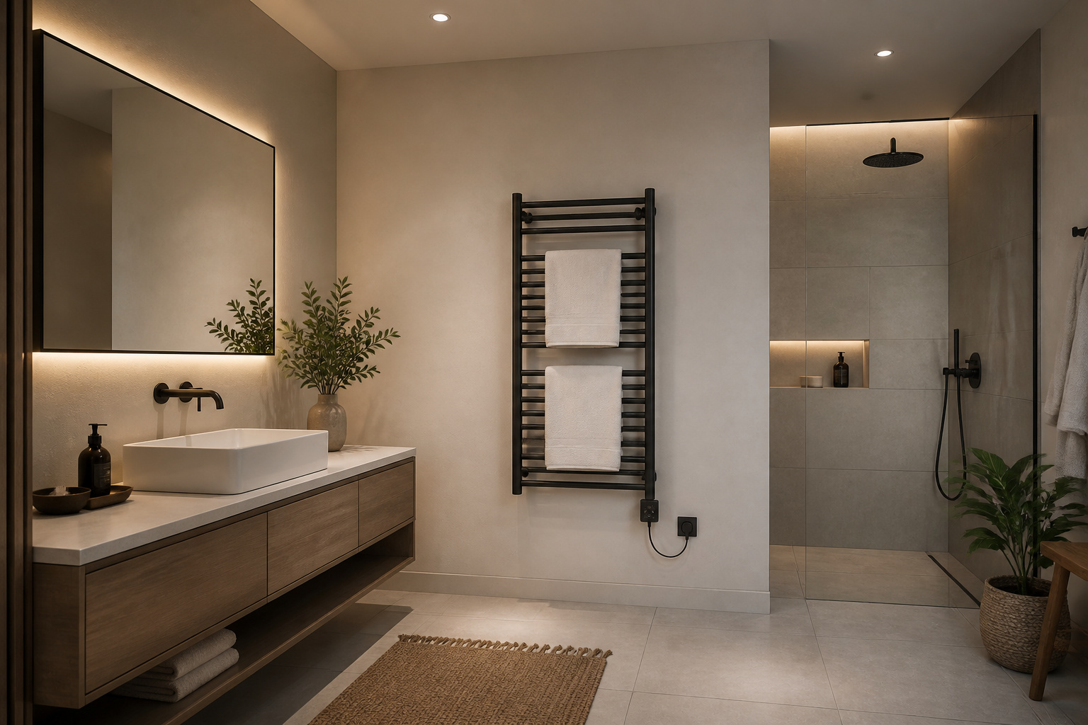 Salle de bain moderne avec seche serviettes